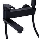 Змішувач для ванни Qtap Jay з поворотним виливом (з душовим гарнітуром) QTJAY260BLM45548 Black Matt, фото 4