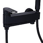 Змішувач для ванни Qtap Jay з поворотним виливом (з душовим гарнітуром) QTJAY260BLM45548 Black Matt, фото 5