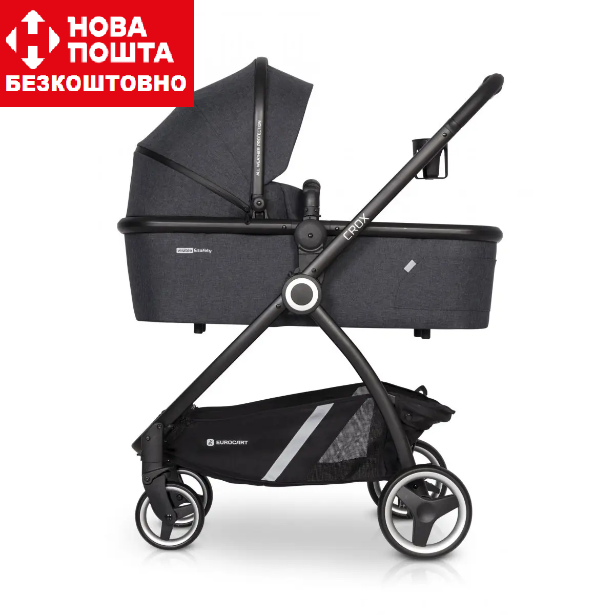 Коляска 2 в 1 Euro-Cart Crox 9023-ECC-01 Coal графіт