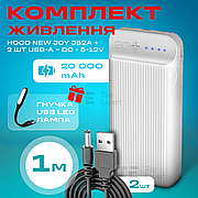 Комплект живлення повербанк для роутера Hoco NewJoy J52A 20000mAh + юсб шнур для вай фай роутера 12 Вольт