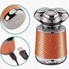 Електробритва VGR V-391, orange для чоловіків, роторна для вологого та сухого гоління, 2 насадки, IPX7, фото 3
