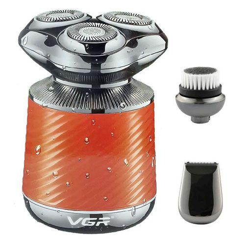 Електробритва VGR V-391, orange для чоловіків, роторна для вологого та сухого гоління, 2 насадки, IPX7