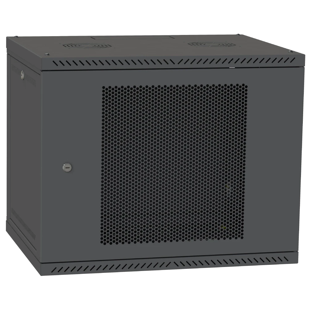 IPCOM 9U 600x450 Шафа телекомунікаційні двері перф (чорний)