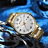 Чоловічий кварцовий годинник з датою Curren 8411 Gold-White, фото 3