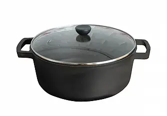 Каструля чавунна 6 л зі скляною кришкою Brizoll, Брізол