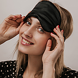 Маска для сну м'яка з берушами, нічна пов'язка на очі для сну, окуляри для сну Hechpro silk1 чорна, фото 9