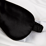 Маска для сну м'яка з берушами, нічна пов'язка на очі для сну, окуляри для сну Hechpro silk1 чорна, фото 8