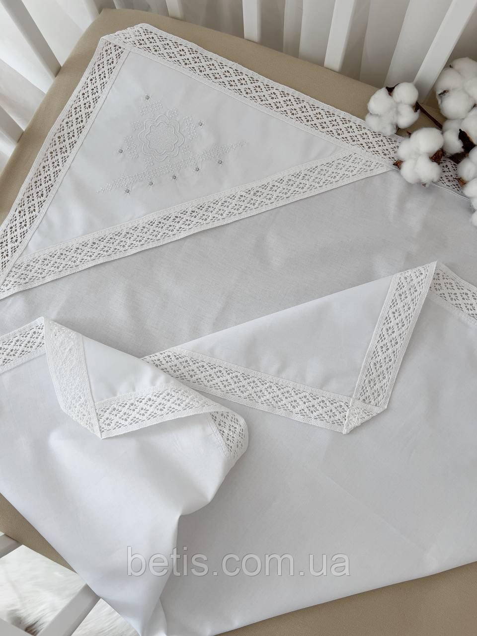 Крижма "Вишукана-1" з вишивкою Білий Поплін арт.27081921 75*80 см.(р), фото 1