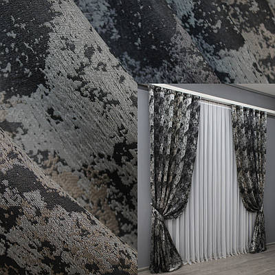 Комплект штор (2шт. 1,5х2,9м.) "Мармур Al-7", Туреччина. Колір сірий з чорним і какао. Код 1461ш 33-0328