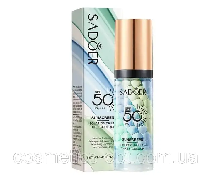 База під макіяж SADOER триколірна з мультиефектом SPF50+ 40 g (6976068950721), фото 1