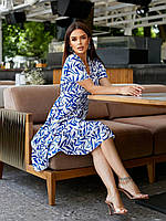 Розкішне жіноче плаття / артикул 520 / колір синій з білим