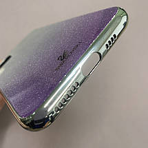Чохол для iPhone 11 Pro Max скляний чохол з блискітками на телефон айфон 11 про макс фіолетовий q9, фото 4