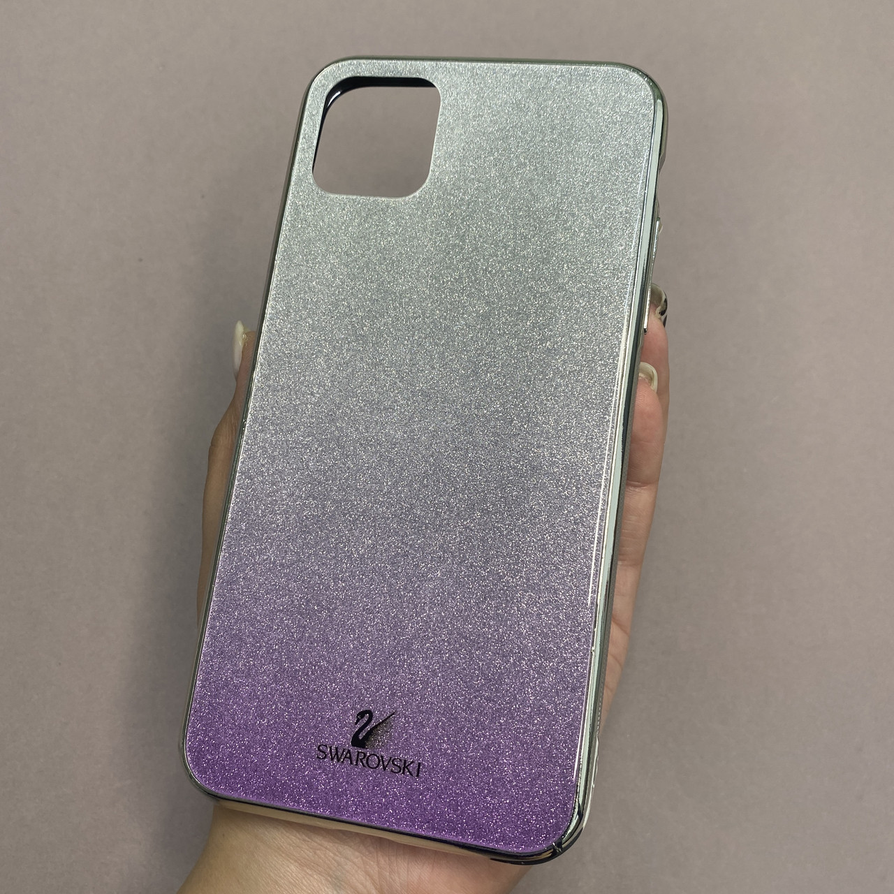 Чохол для iPhone 11 Pro Max скляний чохол з блискітками на телефон айфон 11 про макс фіолетовий q9