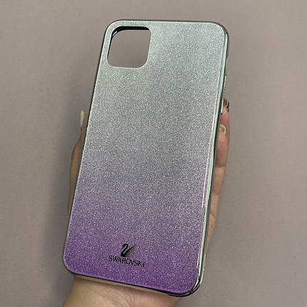 Чохол для iPhone 11 Pro Max скляний чохол з блискітками на телефон айфон 11 про макс фіолетовий q9, фото 1