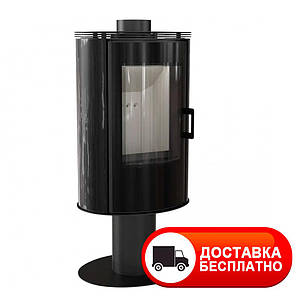 Піч Kratki KOZA AB S/N/O/DR Glass Kafel чорна на нозі (подача повітря з вулиці) обертається, подвійне скло + декор, фото 1