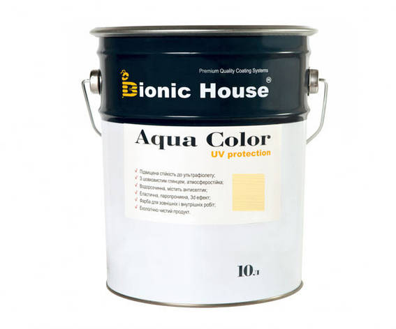 Фарба для дерева Bionic-House Aqua Color UV-protect 10 л Слоновий пензлик А102, фото 1