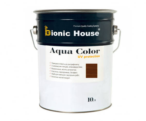 Фарба для дерева Bionic-House Aqua Color UV-protect 10л Горіх А110, фото 1