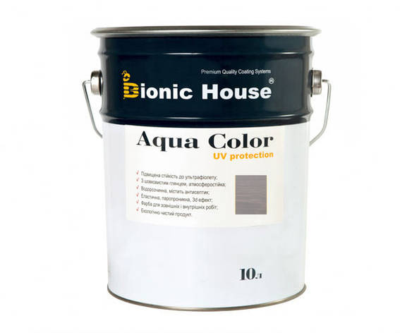 Фарба для дерева Bionic-House Aqua Color UV-protect 10л Попіл А117, фото 1