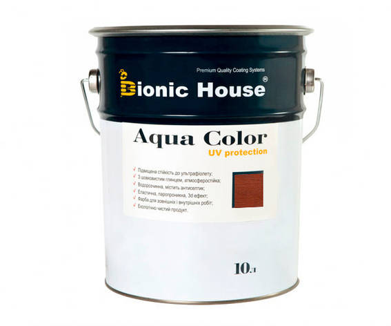 Фарба для дерева Bionic-House Aqua Color UV-protect 10 л Марсала, фото 1