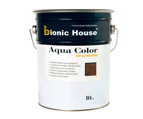 Фарба для дерева Bionic-House Aqua Color UV-protect 10 л Венге, фото 1