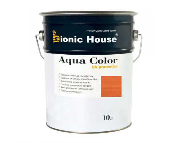 Фарба для дерева Bionic-House Aqua Color UV-protect 10 л Горобіна