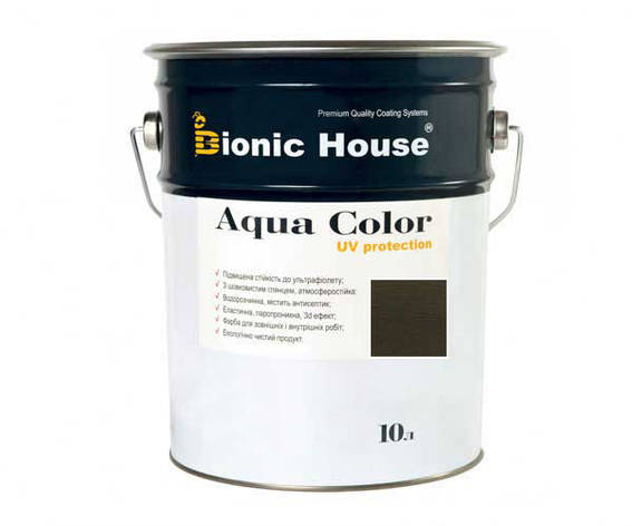 Фарба для дерева Bionic-House Aqua Color UV-protect 10 л Антрацит, фото 1