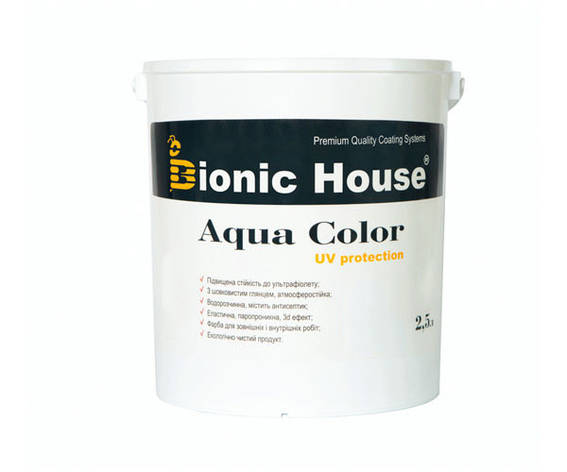 Фарба для дерева Bionic-House Aqua Color UV-protect 2,5л Безбарвний, фото 1