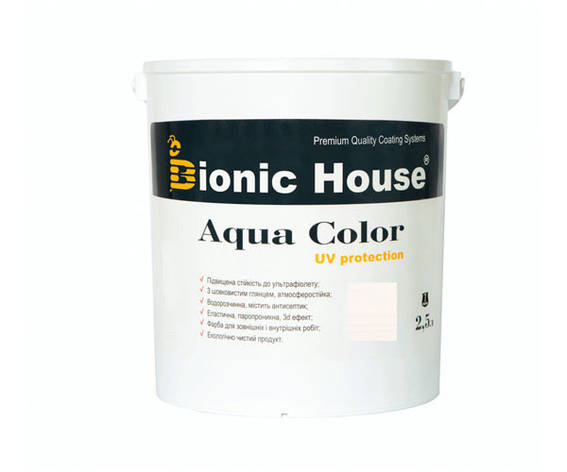 Фарба для дерева Bionic-House Aqua Color UV-protect 2,5л Білий А101, фото 1