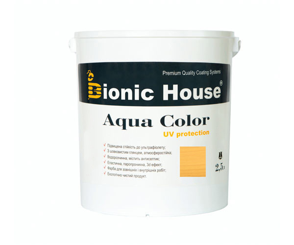 Фарба для дерева Bionic-House Aqua Color UV-protect 2,5л Світлий дуб А126