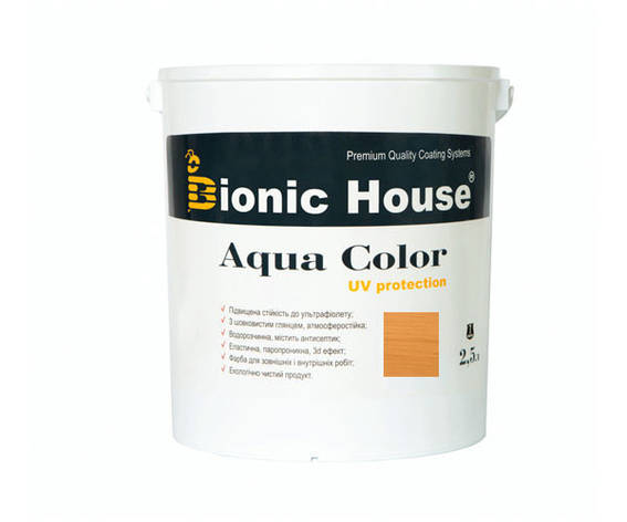 Фарба для дерева Bionic-House Aqua Color UV-protect 2,5 л Дуб А105, фото 1
