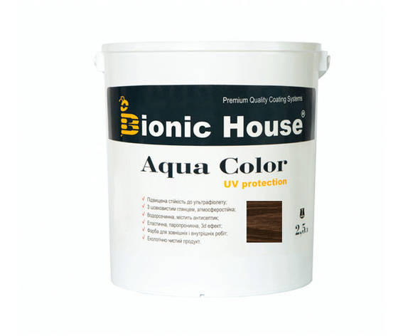 Фарба для дерева Bionic-House Aqua Color UV-protect 2,5л Палісандр А111, фото 1