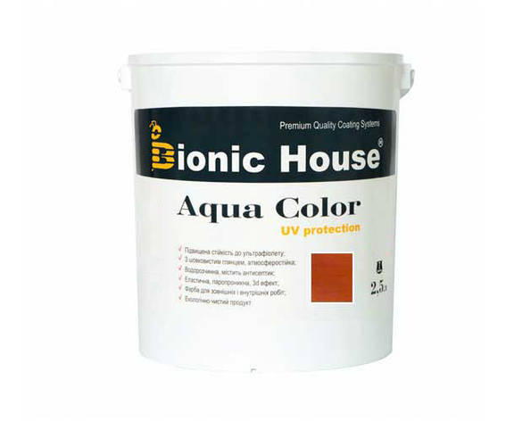 Фарба для дерева Bionic-House Aqua Color UV-protect 2,5л Махагон, фото 1