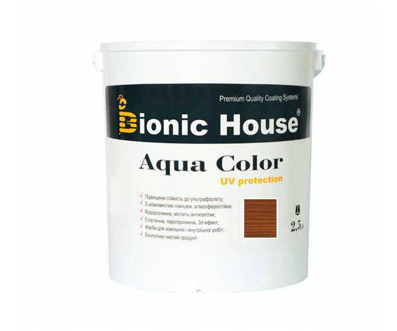 Фарба для дерева Bionic-House Aqua Color UV-protect 2,5 л Коньяк, фото 1