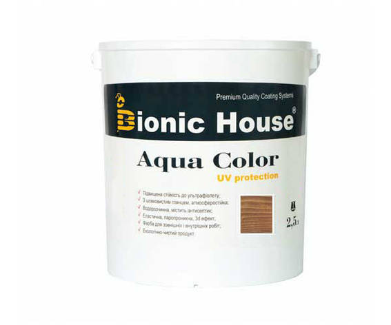 Фарба для дерева Bionic-House Aqua Color UV-protect 2,5л Золотий Горіх, фото 1