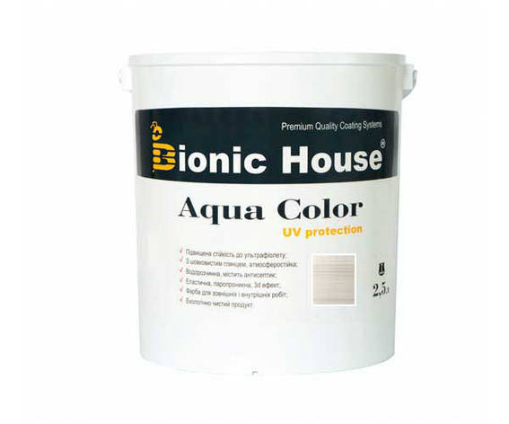 Фарба для дерева Bionic-House Aqua Color UV-protect 2,5л Білий дуб, фото 1