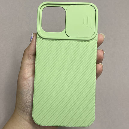 Чохол для iPhone 12 щільний захист камери зі шторкою на камері чохол на айфон 12 фісташковий, фото 1