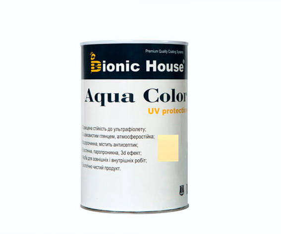 Фарба для дерева Bionic-House Aqua Color UV-protect 0,8 л Слонова пензлик А102, фото 1