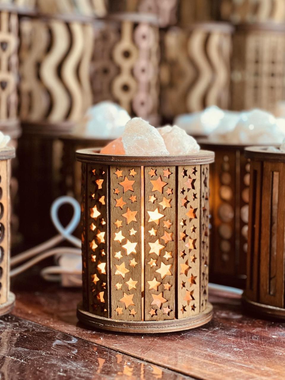 Соляна лампа з гімалайської солі “Корзина Зірки” 1,7кг, фото 1