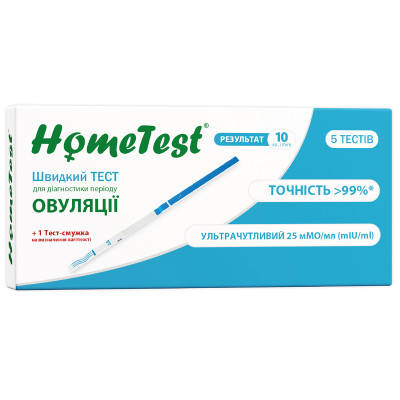 Тест на овуляцию HomeTest 5 шт. + для определения беременности 1 шт ...
