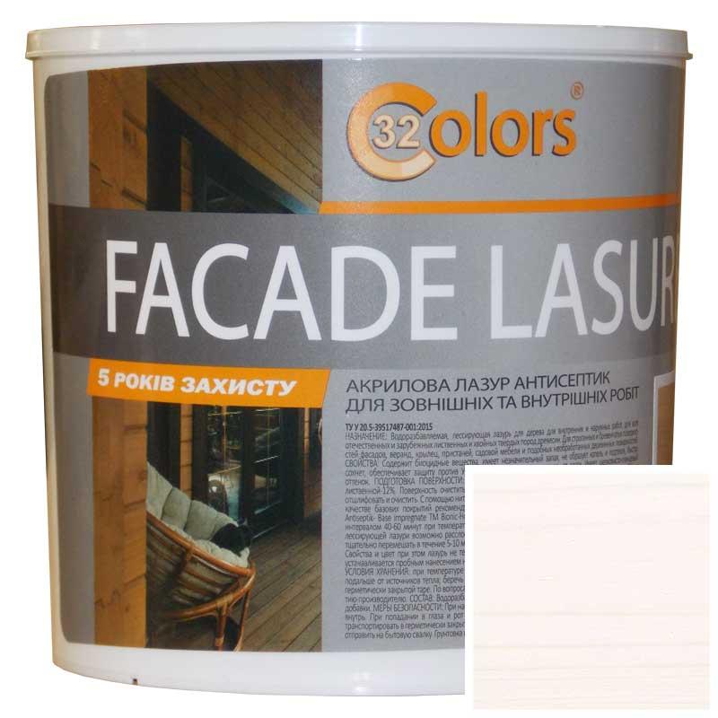Фарба-лазур для дерева фасадна побутова 32 COLOR 0,8л Білий