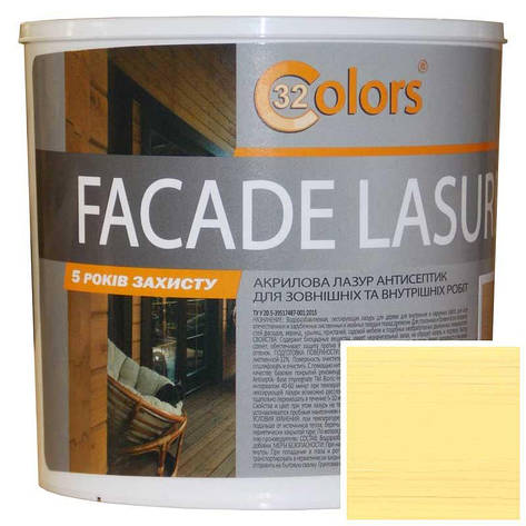 Фарба-лазур для дерева фасадна побутова 32 COLOR 0,8л Медовий, фото 1