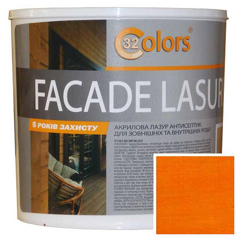 Фарба-лазур для дерева фасадна побутова 32 COLOR 0,8л Пінія, фото 1