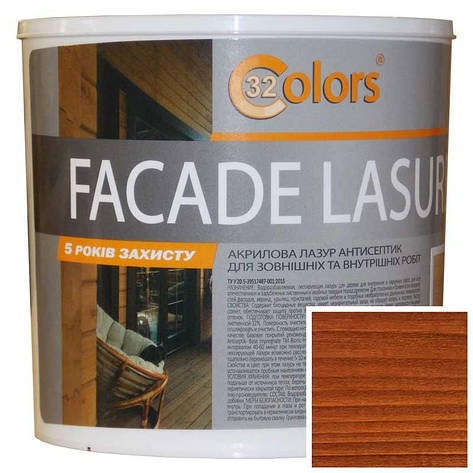 Фарба-лазур для дерева фасадна побутова 32 COLOR 0,8л Коньяк, фото 1