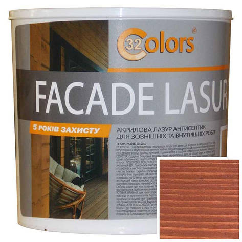 Фарба-лазур для дерева фасадна побутова 32 COLOR 0,8 л Сандал, фото 1