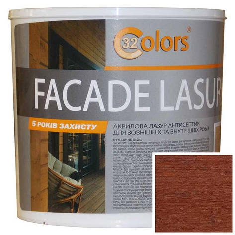 Фарба-лазур для дерева фасадна побутова 32 COLOR 0,8 л Марсала, фото 1