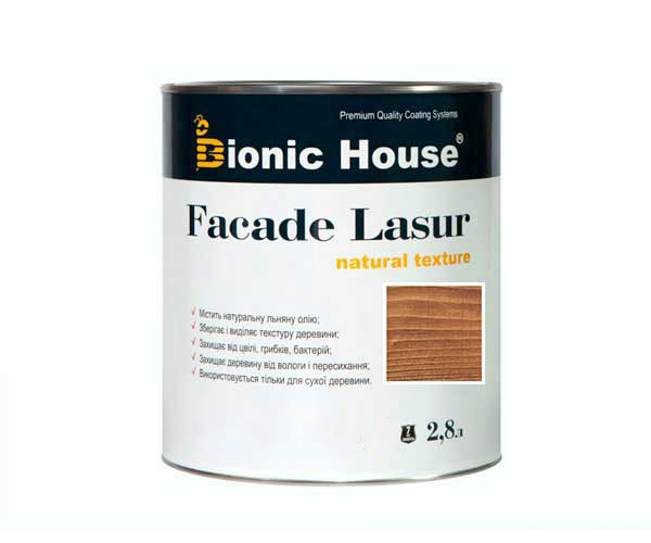 Фарба для дерева FACADE LASUR Bionic-House 2,8л Золотий Горіх