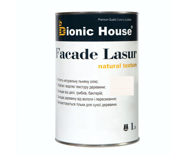 Фарба для дерева FACADE LASUR Bionic-House 1л Білий А101