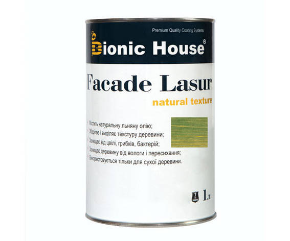 Фарба для дерева FACADE LASUR Bionic-House 1 л Смарагд А114, фото 1