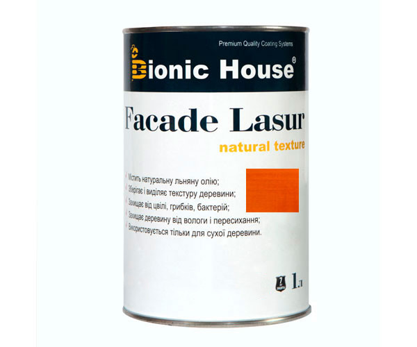 Фарба для дерева FACADE LASUR Bionic-House 1 л Бурштин