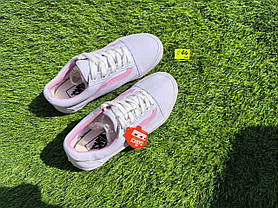 СКИДКА 37 р Білі тканинні кеди VANS white/Pink з рожевою смугою жіночі текстильні весна-літа, фото 5